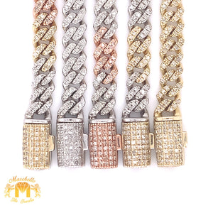 14k Gold Hamsa Diamond Pendant and Gold 4.5mm Cuban Link Chain Set