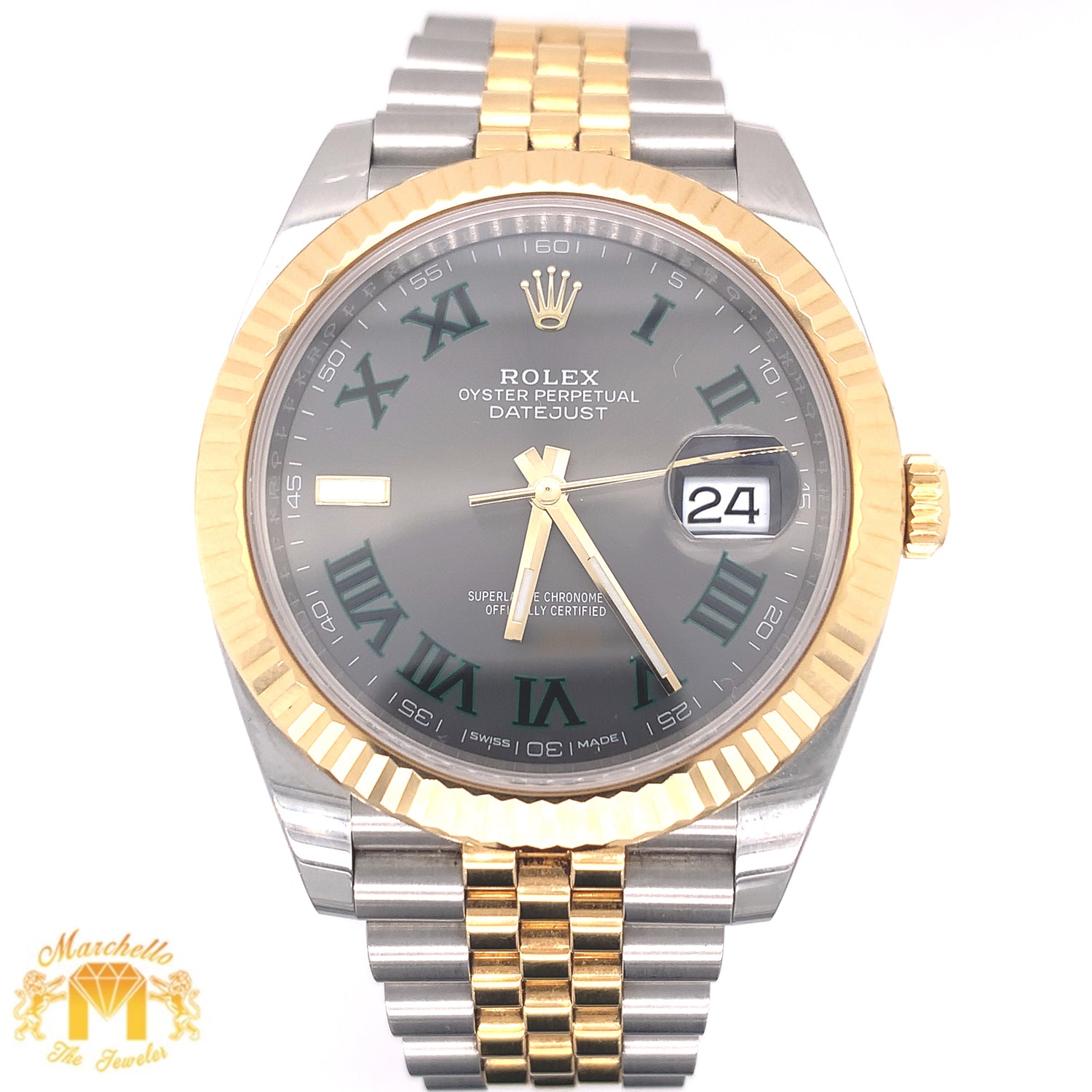 41mm Rolex Datejust 2 Watch with Two-tone Jubilee Bracelet (fluted bezel, Wimbledon dial, papers)