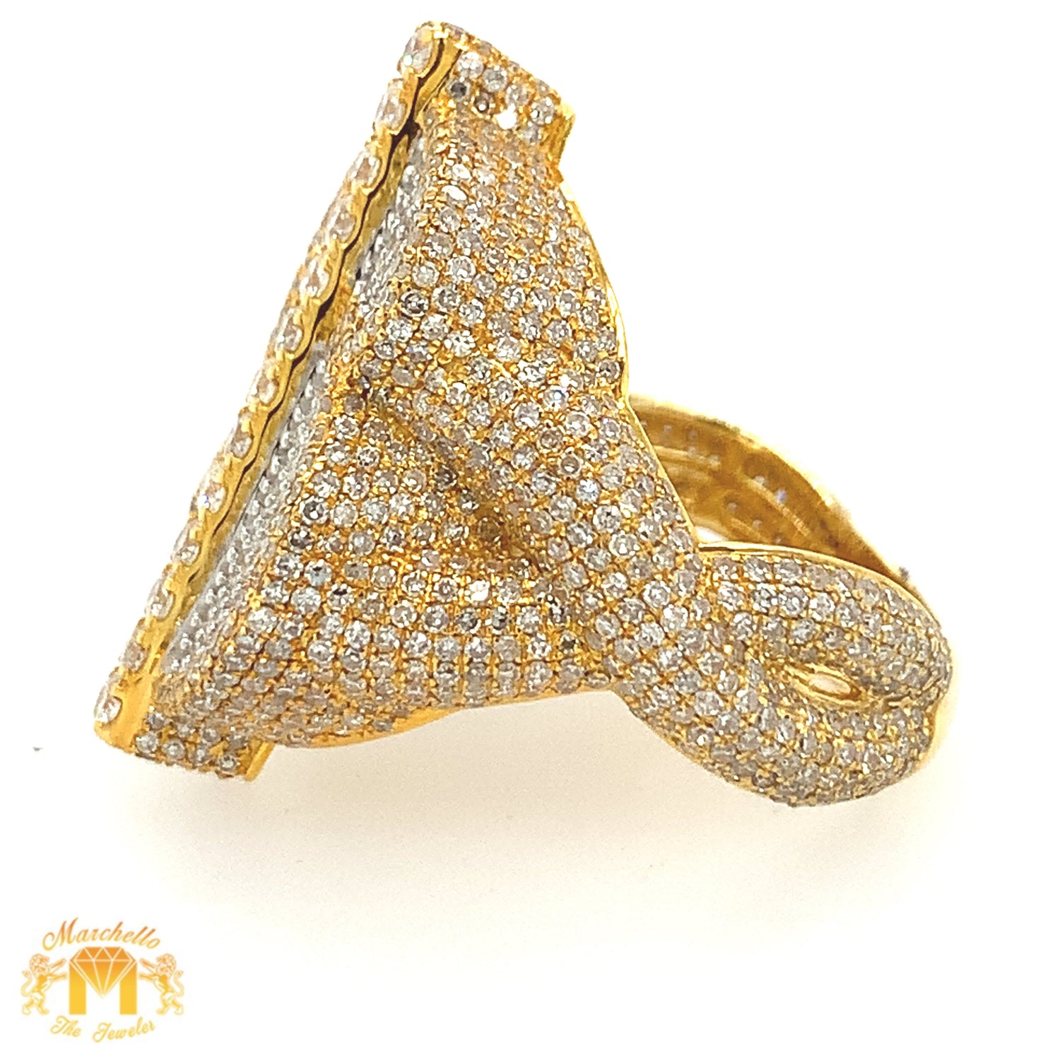 4.59ct Diamond Yellow Gold Money Sign Ring (3D)