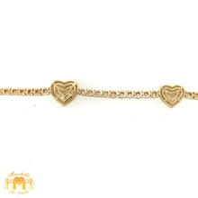 Load image into Gallery viewer, Gold and Diamond Three Hearts Tennis Bracelet (choose your color)
