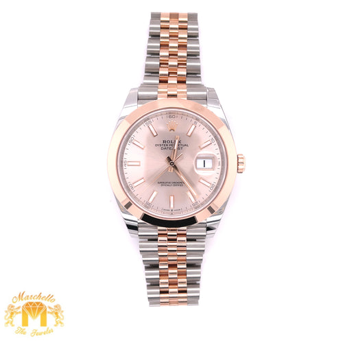 Rolex 2021 Datejust 2 Watch with Two-tone Rose Gold Jubilee Band Smooth Bezel (41 mm, no diamonds on dial, Papers)