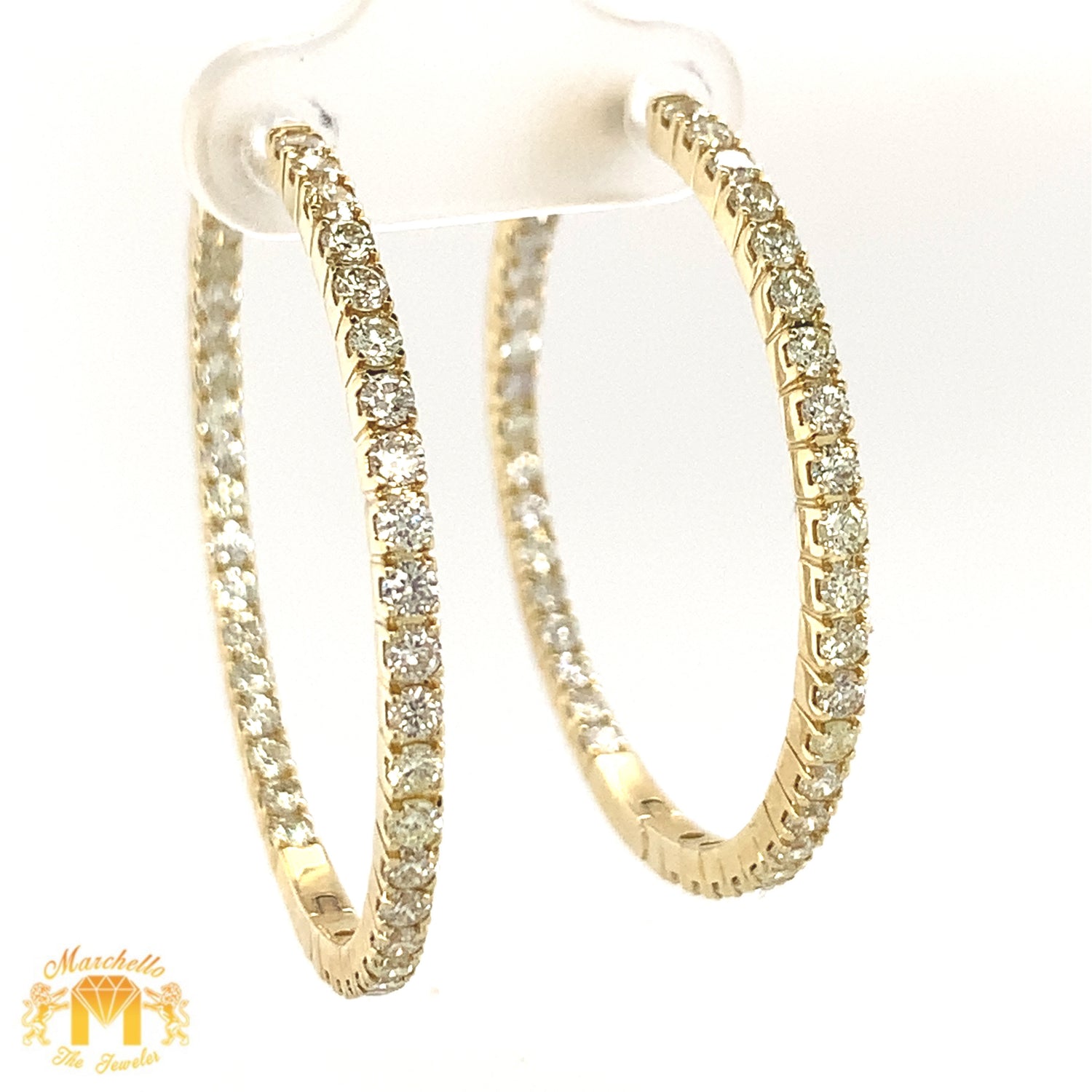 14k Gold Hoop Earrings with round diamonds(choose your color)