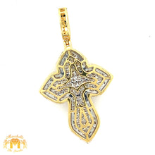 Load image into Gallery viewer, Gold and Diamond Fancy Cross Pendant and Solid Gold 3mm Rope Chain Set