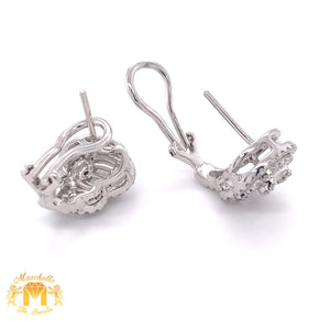 18k White Gold Ladies' Clip-on Earrings with Baguette & Round Diamond (VS diamonds)
