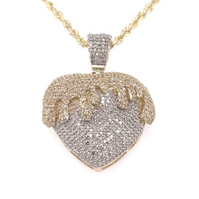 Load image into Gallery viewer, Gold and Diamond Heart Diamond Charm + Gold Rope Chain Set