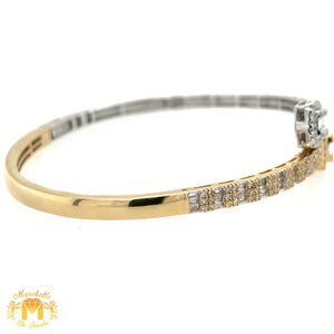 Two-tone Gold and Diamond Twin Squares Cuff Bracelet (two styles)