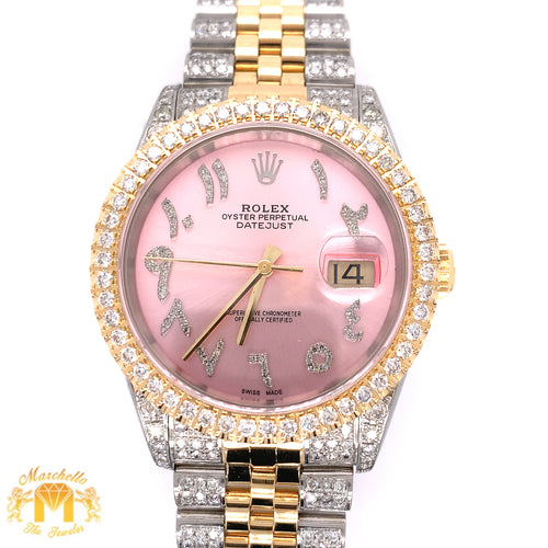 36mm Stainless Steel Rolex Datejust Watch with Two-tone Jubilee Bracelet (quick-set, custom diamond dial)