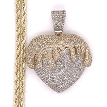Load image into Gallery viewer, Gold and Diamond Heart Diamond Charm + Gold Rope Chain Set