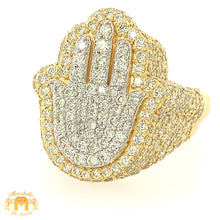 Load image into Gallery viewer, Yellow Gold and Diamond Hamsa Ring (3D)