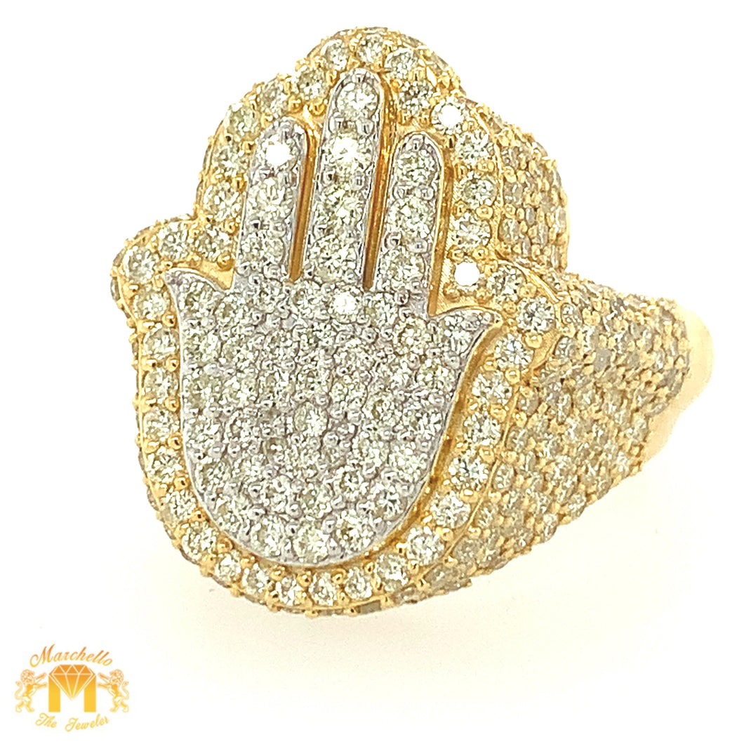 Yellow Gold and Diamond Hamsa Ring (3D)