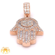 Load image into Gallery viewer, 14k Gold Hamsa Diamond Pendant, Gold Cuban Link Chain (solid back)