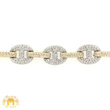 Load image into Gallery viewer, Gold and Diamond 8.5mm Box Clasp Mariner Link Bracelet with Round Diamond(choose a color)