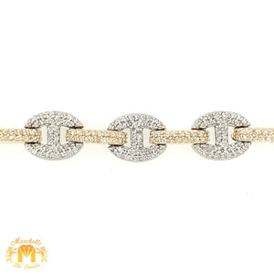 Gold and Diamond 8.5mm Box Clasp Mariner Link Bracelet with Round Diamond(choose a color)