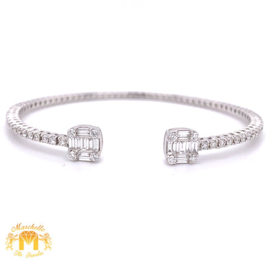 VVS/vs high clarity diamonds set in a 18k White Gold Flexible Bracelet with Baguette and  Round Diamond (VVS baguettes)