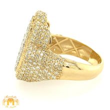 Load image into Gallery viewer, Yellow Gold and Diamond Hamsa Ring (3D)