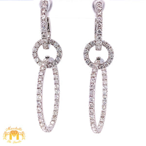 18k White Gold Ladies' Dangling Hoop Earrings with round diamonds (VS diamonds)